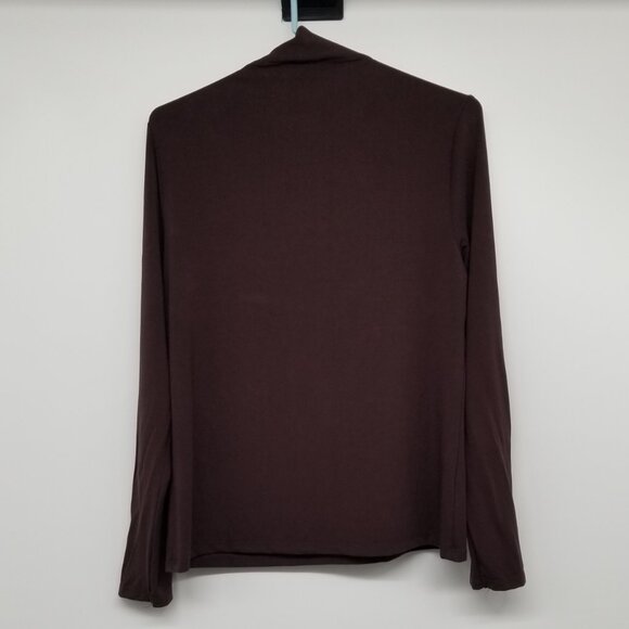 Ann Taylor Chocolate Brown Mock Turtleneck -L- Versatile Closet Staple, Stretchy - Picture 2 of 4